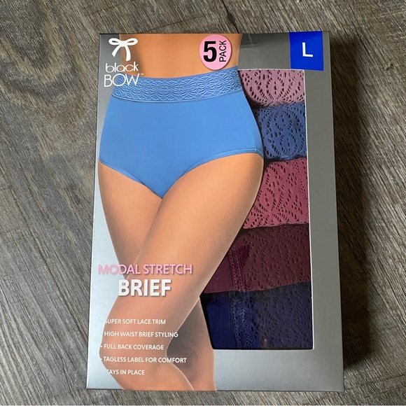 Black Bow Ladies' High Waist Brief, 5-pack - Picture 6 of 13